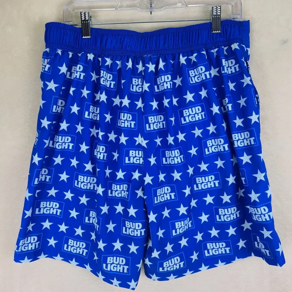 Bud Light Mens Swim Shorts Trunks Large (36/38)‎ Stars Beach Pool Vacation Beer